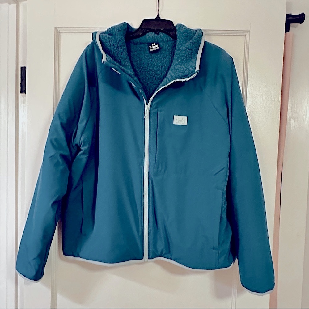 Under Armour Teal Zip-Up Jacket with Sherpa Lining XL